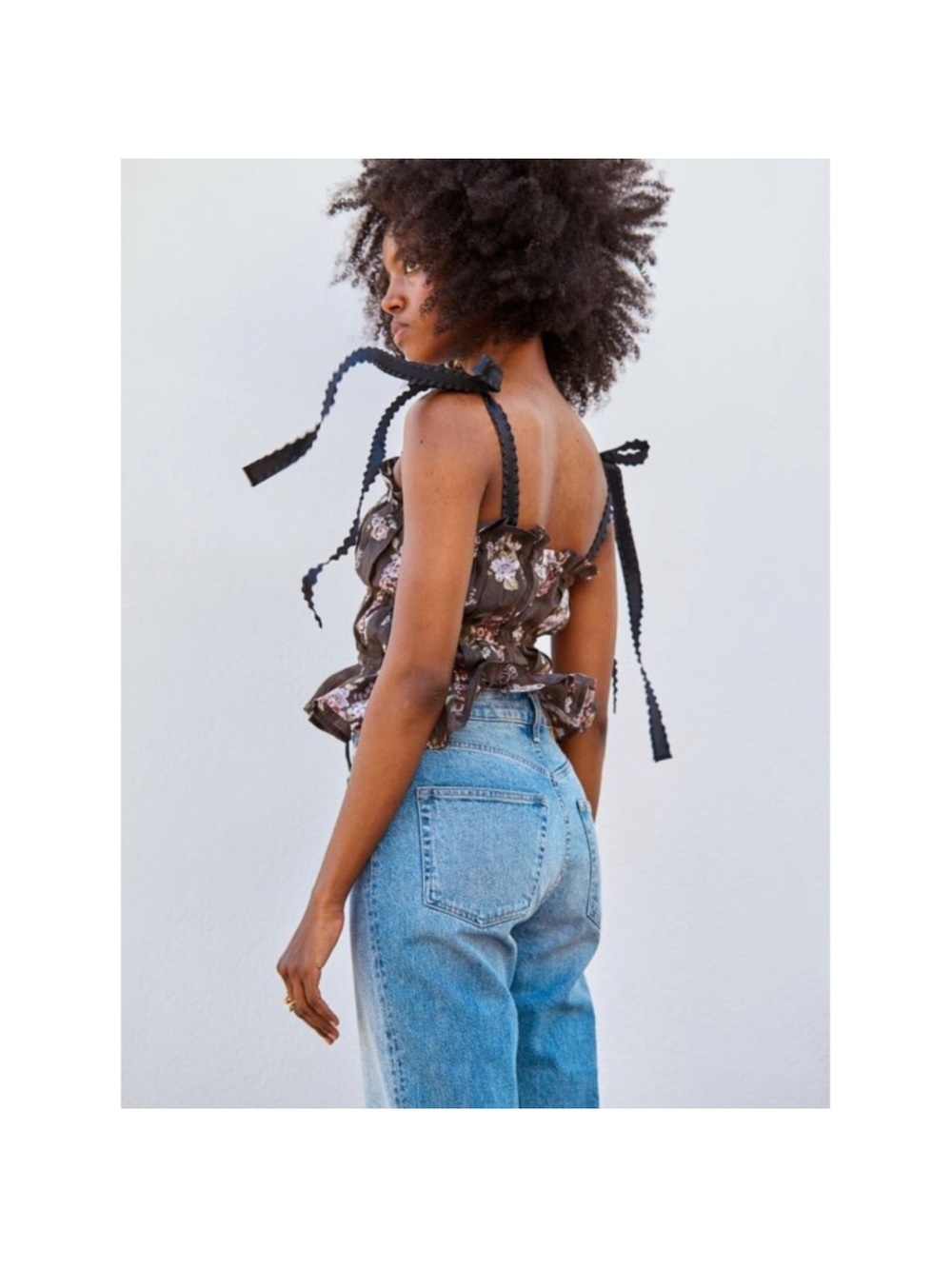 Brock Collection X H&M L Brown Floral Ruffle Cami Top